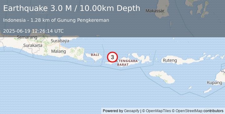 Earthquake Sumbawa Region, Indonesia (3.0 M) (2025-06-19 12:26:14 UTC)