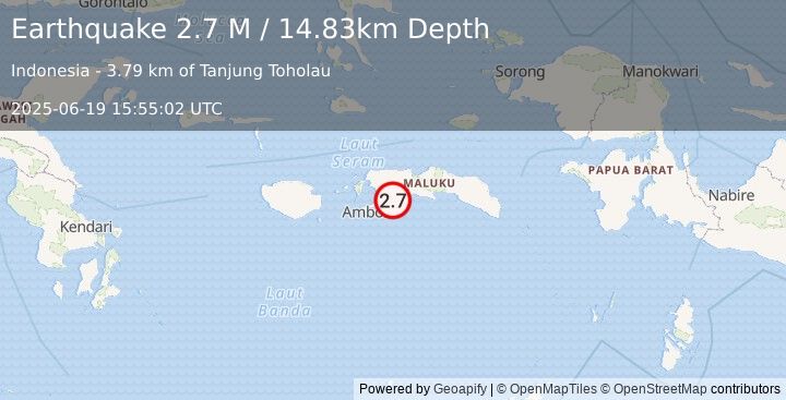 Earthquake Seram, Indonesia (2.7 M) (2025-06-19 15:55:02 UTC)
