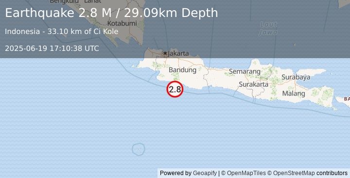 Earthquake Java, Indonesia (2.8 M) (2025-06-19 17:10:38 UTC)