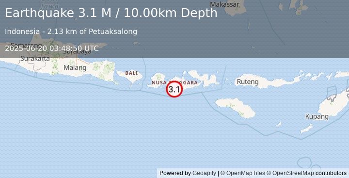 Earthquake Sumbawa Region, Indonesia (3.1 M) (2025-06-20 03:48:50 UTC)