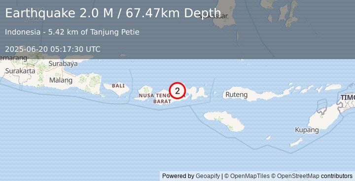 Earthquake Sumbawa Region, Indonesia (2.0 M) (2025-06-20 05:17:30 UTC)
