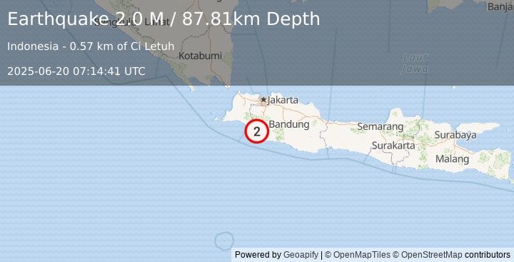 Earthquake Java, Indonesia (2.0 M) (2025-06-20 07:14:41 UTC)