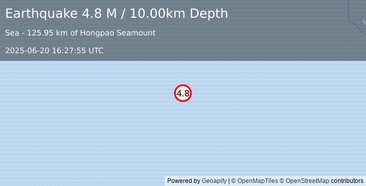 Earthquake South Indian Ocean (4.8 M) (2025-06-20 16:27:55 UTC)