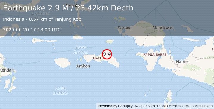 Earthquake Seram, Indonesia (2.9 M) (2025-06-20 17:13:00 UTC)