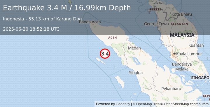 Earthquake Northern Sumatra, Indonesia (3.4 M) (2025-06-20 18:52:18 UTC)