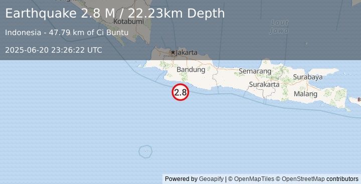 Earthquake Java, Indonesia (2.8 M) (2025-06-20 23:26:22 UTC)