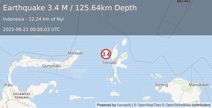 Earthquake Northern Molucca Sea (3.5 M) (2025-06-21 00:05:08 UTC)