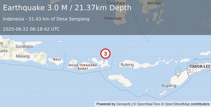 Earthquake Flores Sea (3.0 M) (2025-06-22 06:18:42 UTC)