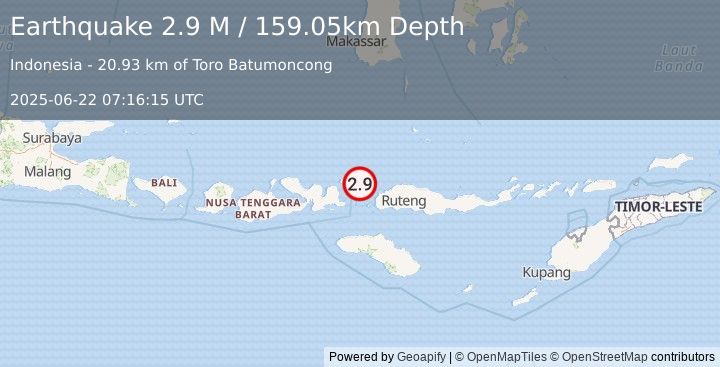 Earthquake Flores Region, Indonesia (3.1 M) (2025-06-22 07:16:16 UTC)