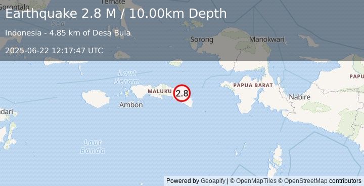 Earthquake Seram, Indonesia (2.8 M) (2025-06-22 12:17:47 UTC)