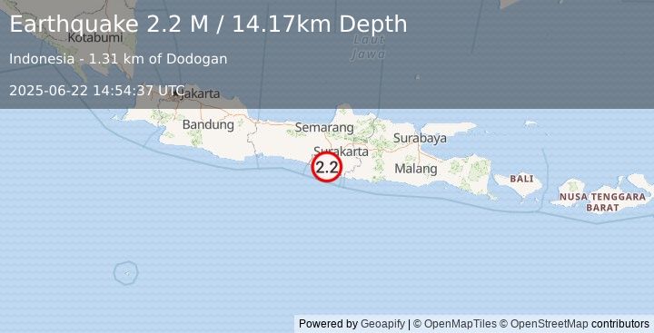 Earthquake Java, Indonesia (2.2 M) (2025-06-22 14:54:37 UTC)