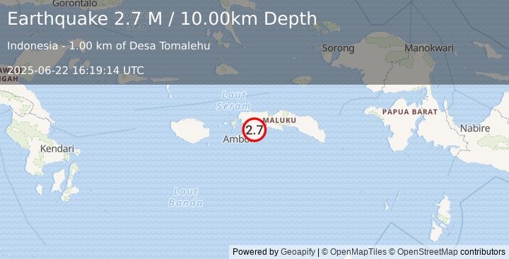 Earthquake Seram, Indonesia (2.7 M) (2025-06-22 16:19:14 UTC)