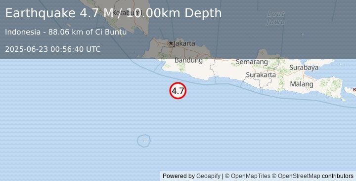 Earthquake Java, Indonesia (4.7 M) (2025-06-23 00:56:40 UTC)