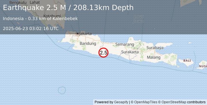 Earthquake Java, Indonesia (2.5 M) (2025-06-23 03:02:16 UTC)