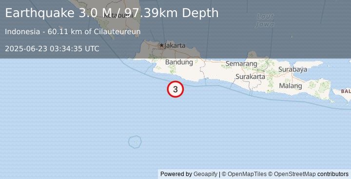 Earthquake Java, Indonesia (3.0 M) (2025-06-23 03:34:35 UTC)