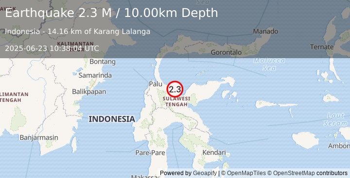 Earthquake Sulawesi, Indonesia (2.3 M) (2025-06-23 10:38:04 UTC)