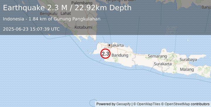 Earthquake Java, Indonesia (2.3 M) (2025-06-23 15:07:39 UTC)
