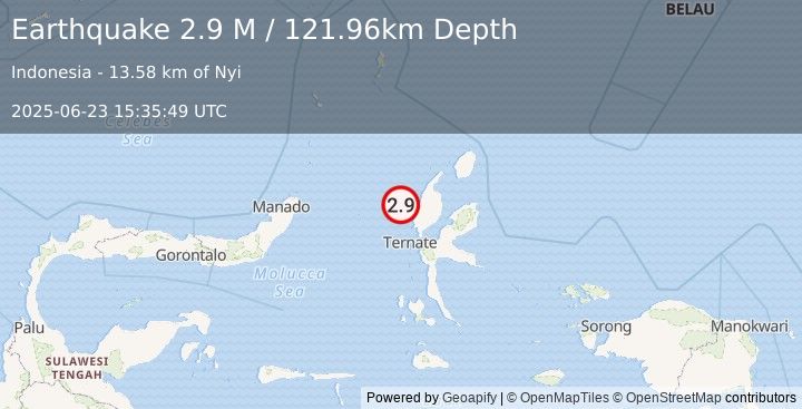 Earthquake Halmahera, Indonesia (2.9 M) (2025-06-23 15:35:49 UTC)