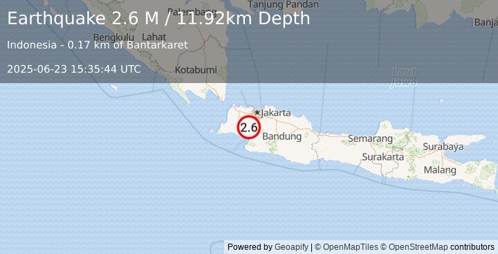 Earthquake Java, Indonesia (2.6 M) (2025-06-23 15:35:44 UTC)