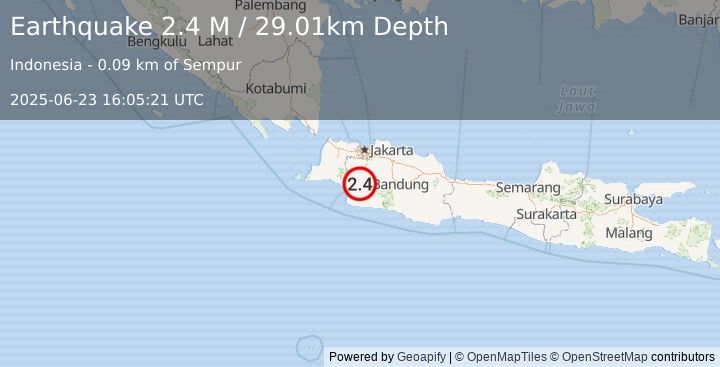 Earthquake Java, Indonesia (2.4 M) (2025-06-23 16:05:21 UTC)