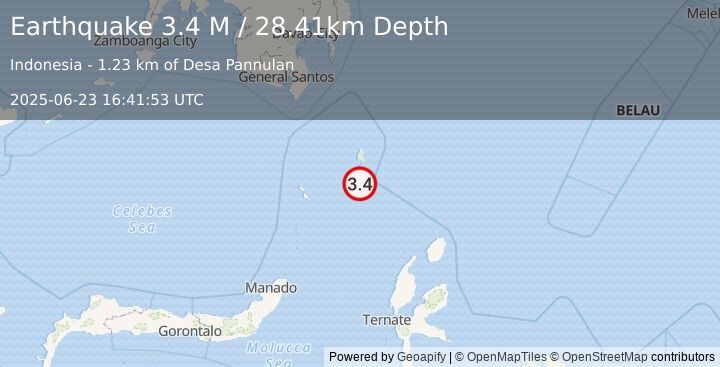 Earthquake Talaud Islands, Indonesia (3.4 M) (2025-06-23 16:41:53 UTC)