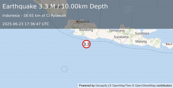 Earthquake Java, Indonesia (3.3 M) (2025-06-23 17:36:47 UTC)