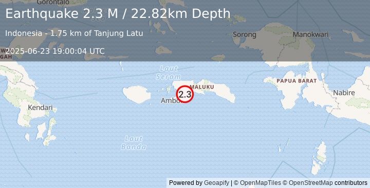 Earthquake Seram, Indonesia (2.3 M) (2025-06-23 19:00:04 UTC)