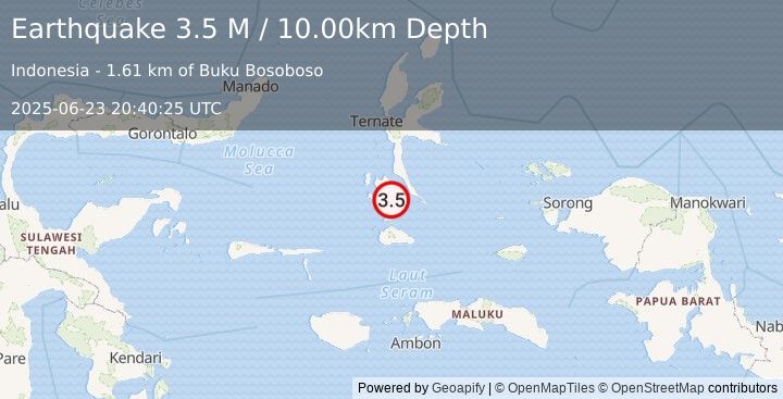 Earthquake Halmahera, Indonesia (3.5 M) (2025-06-23 20:40:25 UTC)