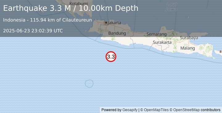 Earthquake Java, Indonesia (3.4 M) (2025-06-23 23:02:40 UTC)