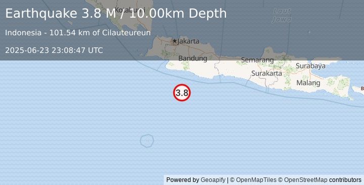 Earthquake Java, Indonesia (3.8 M) (2025-06-23 23:08:47 UTC)