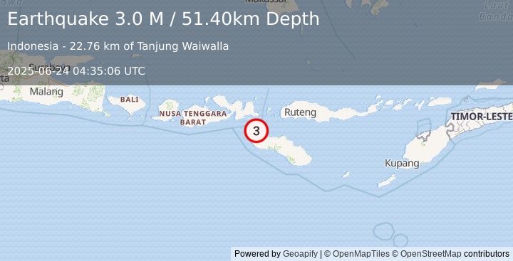 Earthquake Sumba Region, Indonesia (3.0 M) (2025-06-24 04:35:06 UTC)