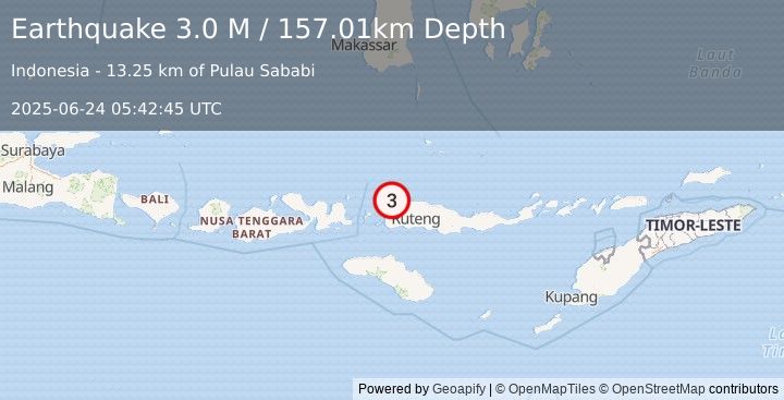 Earthquake Flores Region, Indonesia (3.0 M) (2025-06-24 05:42:45 UTC)