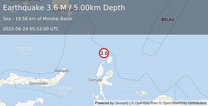 Earthquake Halmahera, Indonesia (3.6 M) (2025-06-24 05:52:00 UTC)