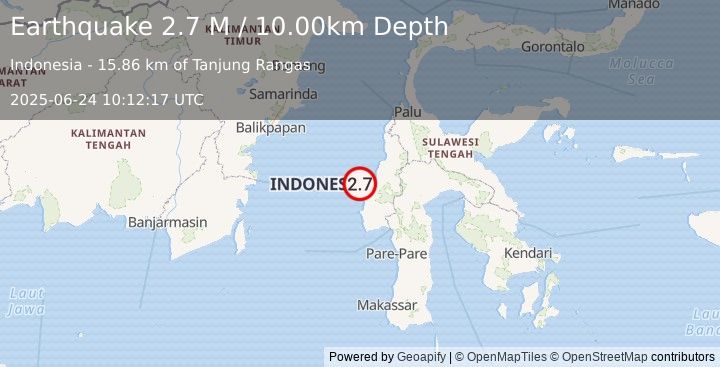 Earthquake Sulawesi, Indonesia (2.7 M) (2025-06-24 10:12:17 UTC)