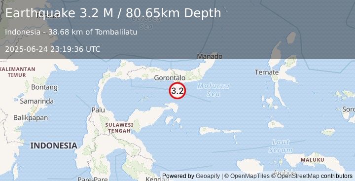 Earthquake Minahassa Peninsula, Sulawesi (3.2 M) (2025-06-24 23:19:36 UTC)