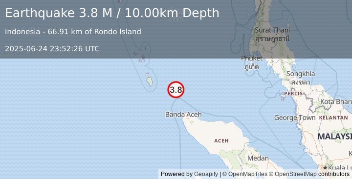 Earthquake Nicobar Islands, India Region (4.6 M) (2025-06-24 23:52:20 UTC)
