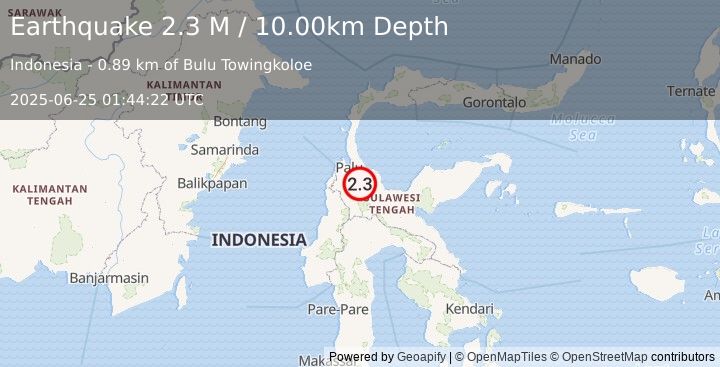 Earthquake Sulawesi, Indonesia (2.3 M) (2025-06-25 01:44:22 UTC)