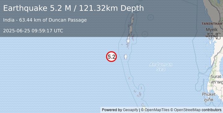 Earthquake Nicobar Islands, India Region (4.8 M) (2025-06-25 09:59:53 UTC)