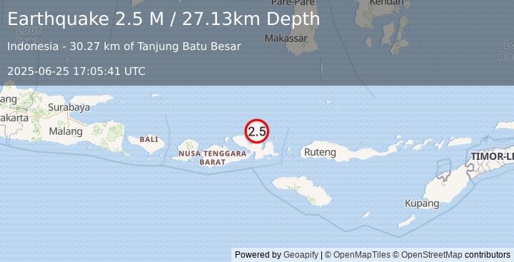 Earthquake Flores Sea (2.5 M) (2025-06-25 17:05:41 UTC)
