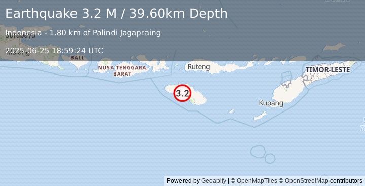 Earthquake Sumba Region, Indonesia (3.2 M) (2025-06-25 18:59:24 UTC)