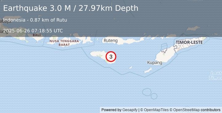 Earthquake Sumba Region, Indonesia (3.0 M) (2025-06-26 07:18:55 UTC)