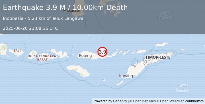 Earthquake Flores Region, Indonesia (3.9 M) (2025-06-26 23:08:36 UTC)