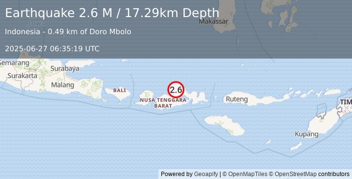 Earthquake Sumbawa Region, Indonesia (2.6 M) (2025-06-27 06:35:19 UTC)