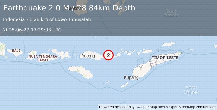 Earthquake Flores Region, Indonesia (2.0 M) (2025-06-27 17:29:03 UTC)