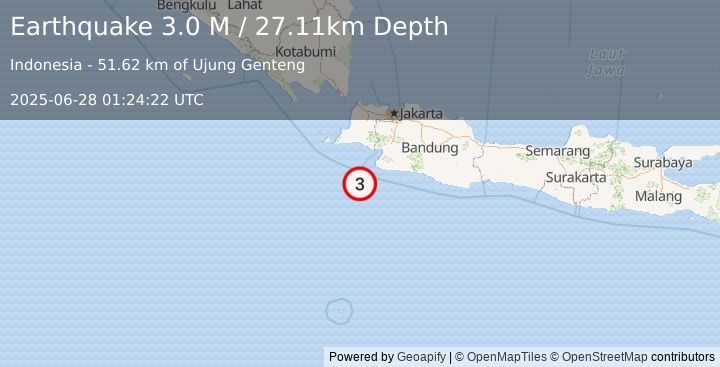 Earthquake Java, Indonesia (3.0 M) (2025-06-28 01:24:22 UTC)