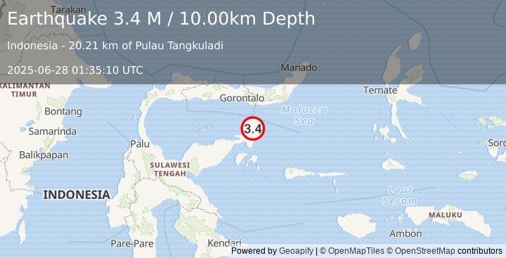 Earthquake Minahassa Peninsula, Sulawesi (3.4 M) (2025-06-28 01:35:10 UTC)