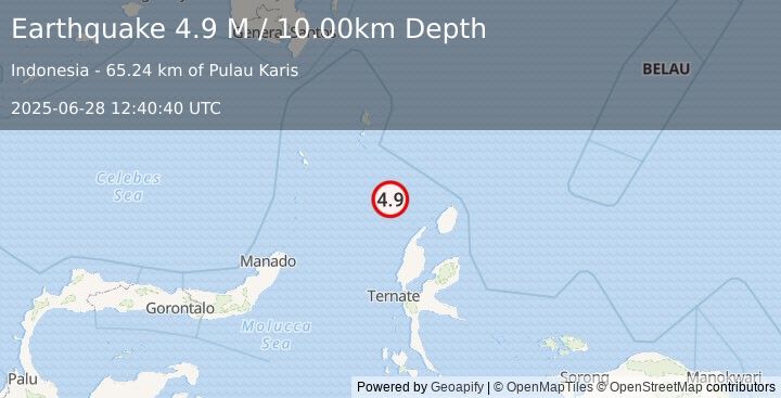 Earthquake Northern Molucca Sea (5.0 M) (2025-06-28 12:40:41 UTC)