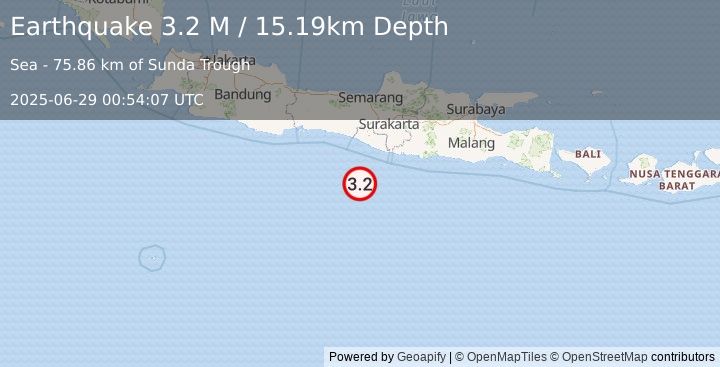 Earthquake Java, Indonesia (3.2 M) (2025-06-29 00:54:07 UTC)