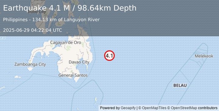 Earthquake Philippine Islands Region (4.1 M) (2025-06-29 04:22:04 UTC)