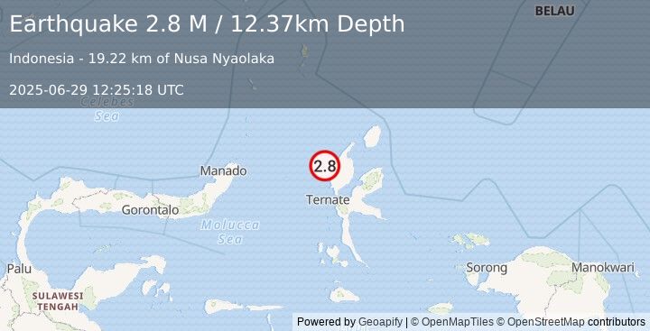 Earthquake Halmahera, Indonesia (2.8 M) (2025-06-29 12:25:18 UTC)